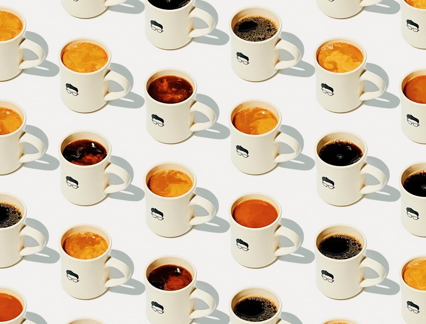 Coffee cups in a grid
